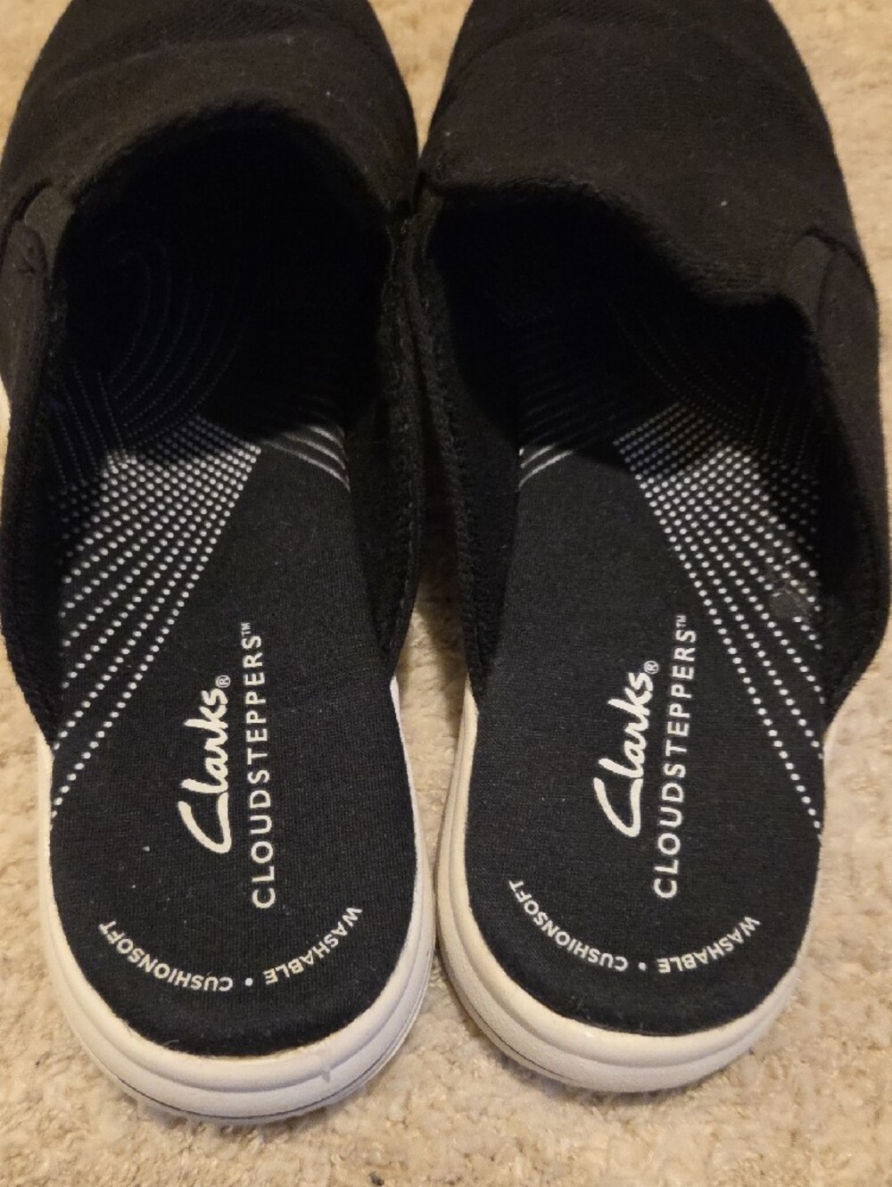 Clarks Black and White Cloudsteppers Slip-On Shoes - Picture 3 of 6